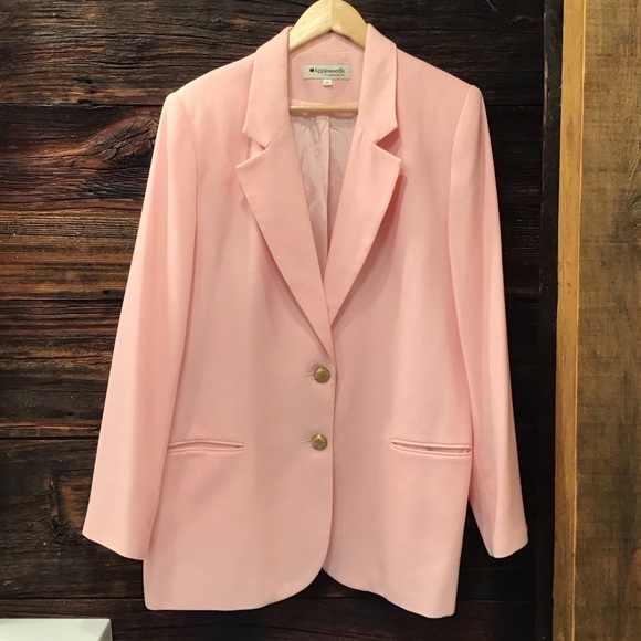 Vintage Jackets & Blazers - Appleseeds Oversized Vintage Blazer Pink Padded Shoulder Suit Jacket SZ16